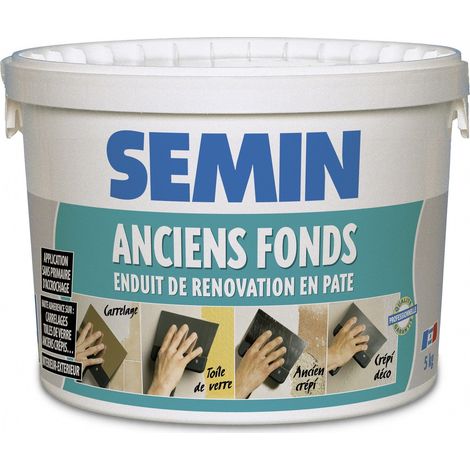 Enduit de rénovation pour les supports irréguliers Anciens Fonds Semin - spécial toile de verre, carrelage, peinture - intérieur/extérieur - seau de 5 kg (1/5)