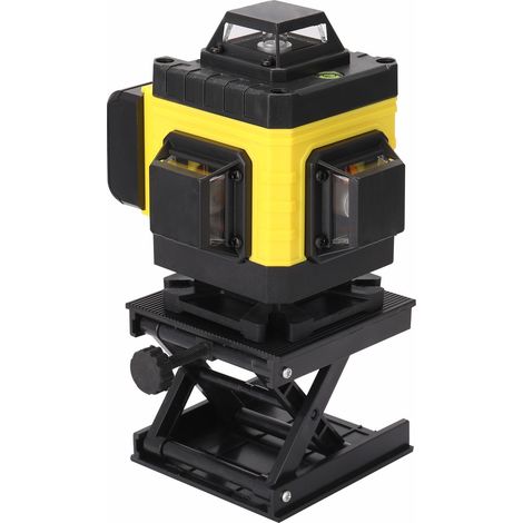 Niveau laser vert d'extérieur, niveau de construction multifonction 4D 16 lignes, nivellement à 3 degrés, 2 piles, nivellement automatique, support pivotant (1/5)