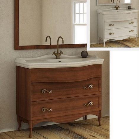 Bagno Italia mobile arredo bagno arte povera con lavandino in ceramica da 114 cm base decapè bianco (1/5)