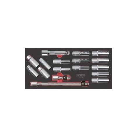 Modul lange Steckschlüssel kstools Schaum 188 mm 17 Teile