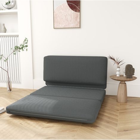 Divano letto pieghevole 3 in 1 in effetto velluto grigio scuro 138 x 90 x 70 cm (1/5)