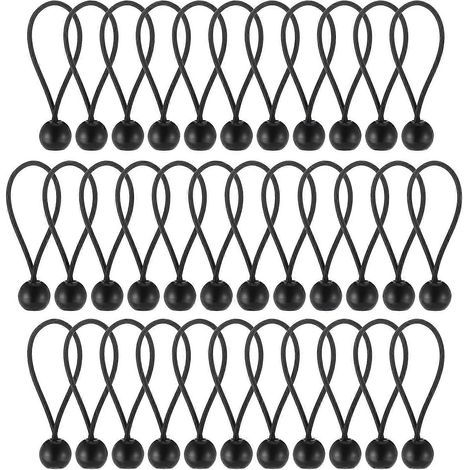 AOPRIE Pack Bungee Balls, Black Ball Bungee Heavy Duty Heavyweight 4 inches Tarp Bungee Cords, Weather Resistant Tie Down (1/5)
