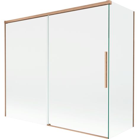 Mexen Rox paroi de baignoire 2 volets coulissants 180 + 80 x 150 cm, transparent, cuivre brossé - 8C9-180-080-65-00