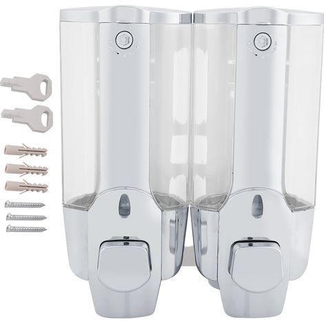 Distributeur de Savon Mousse ou Lotion Murale Design Chromé - Double Sortie 700ml - Plastique Durable - Installation Facile (1/5)