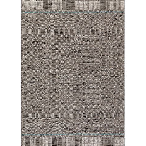 Tapis chic gris en viscose et laine tissé main - gris chiné à motif géométrique (1/3)