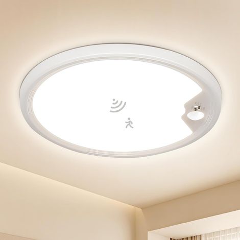 Plafonnier LED avec Détecteur de Mouvement,18W Lumiere Detecteur de Mouvement Interieur 2700K/4000K/6500K, éclairage de Plafond Pour Couloirs, Escaliers, Porche, Garage, Balcon 22CM (1/5)