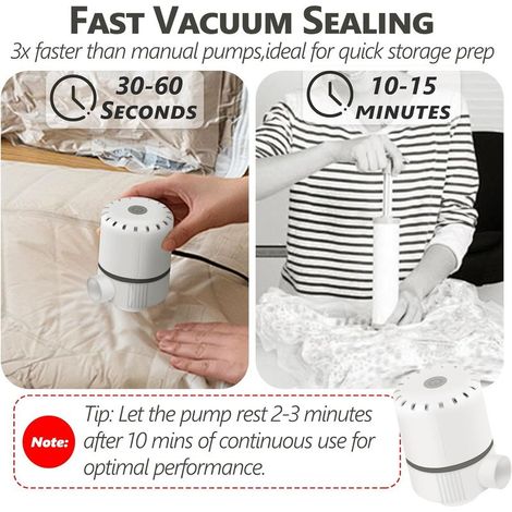 Pompe à Air Électrique 2-en-1, 30W/4500Pa - Sac Sous Vide & Matelas Gonflable, 250L/min Portable avec Aspiration 4.0kPa, Rangement Vêtements, Camping & Lit Pneumatique (1/2)
