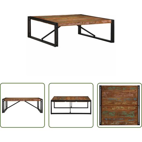Table basse en bois de récupération - Table basse multicolore 100x100x35 cm bois récupération massif (1/5)