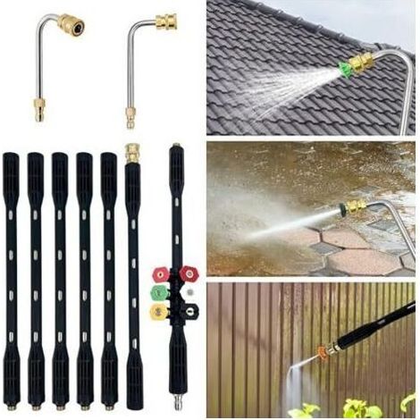 10 Pcs Rallonge pour nettoyeur haute pression avec adaptateur Karcher Compatible pour Karcher K Series K2 K3 K4 K5 K6 K7, 4000PSI Outils de nettoyage de gouttière Rallonge Lance, 1/4 (1/5)