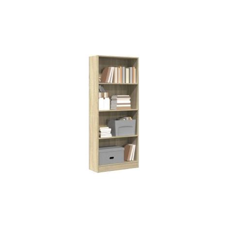 Bibliothèque en bois 4 niveaux L60xH143xP24 - Collection Klazik-Chêne clair (1/5)