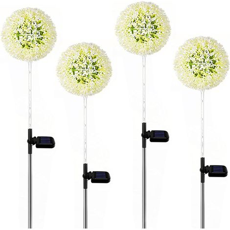 Lampes Solaires Jardin - Boule Fleur Pissenlit Solaire LED - Étanche IP65 - 75 cm - 4 Pièces (1/5)
