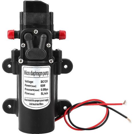 Pompe à eau miniature à membrane haute pression auto-amorçante électrique 12 V 60 W, compatible avec les applications de lavage de voitures et de commutation de pression. (1/5)