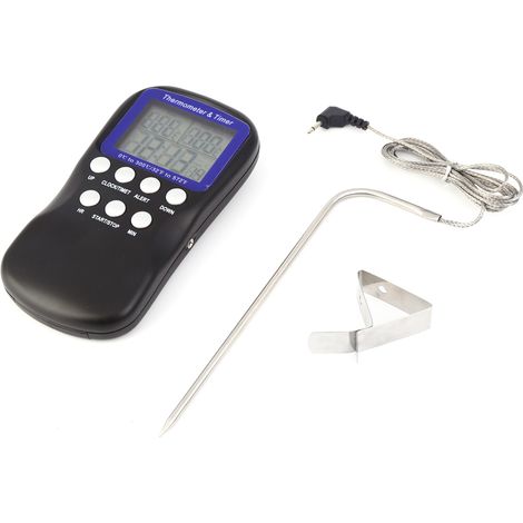 Thermomètre de cuisine numérique pour viandes et aliments, avec sonde, minuterie et alarme, écran LCD.-AquaForge (1/4)