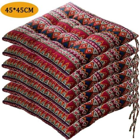Lot de 6 Coussin de Chaise Coussins de Siège, Carré Tatami Respirant Schéma Coussins de Chaise Galette de Chaise, 4545cm,Style G (1/4)