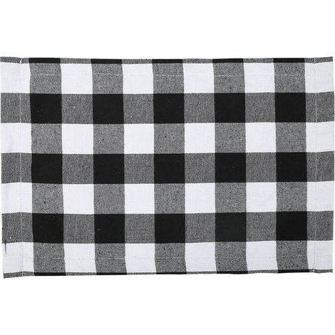 Placemat - Non-tissé - Motif Tartan Noir Rouge Et Noir Blanc - Pour Table À Manger Cuisine Salon - Lot De 4