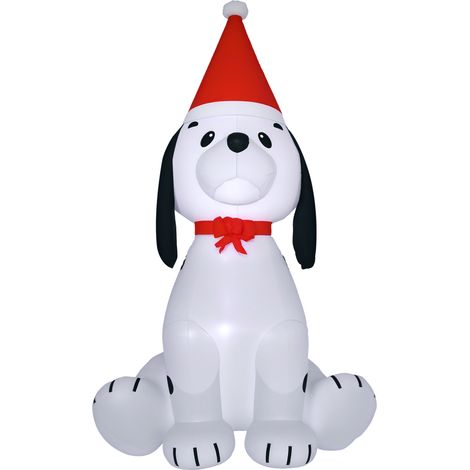 HOMCOM 6ft Inflatable Christmas Puppy Dog Wearing Santa Hat Built-in LED Light (1/5)