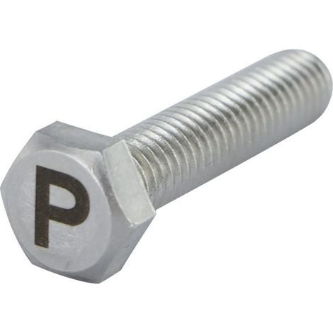 Vis métaux Tête hexagonale TH 8X35 Inox A4 Gravure LETTRE "P"-1 pièce