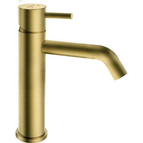 Rubinetto basso per lavabo Ciriculus, finitura oro spazzolato (1/2)