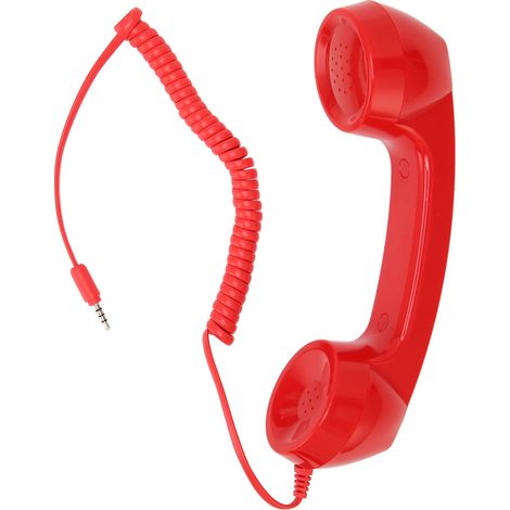 Ecouteur Téléphonique Rétro - Prise 5 mm - Cordon Spiralé 1 m - Compatible Smartphone et Ordinateur - Réducteur D'exposition Aux Rayonnements - 1 Pièce (1/5)