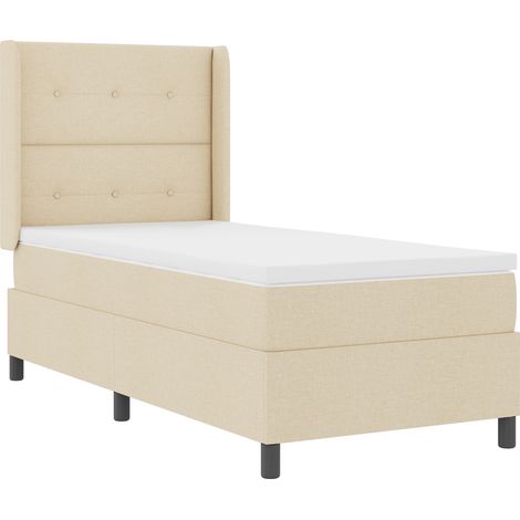 Cama tipo Box Spring con cojín Manual Crema 200 x 80 cm tela vidaXL (1/5)