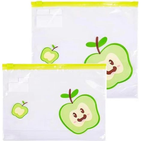 Sac de conservation transparent réutilisable de qualité alimentaire avec fermeture hermétique et compartiment pour fruits et légumes L+M (1/5)
