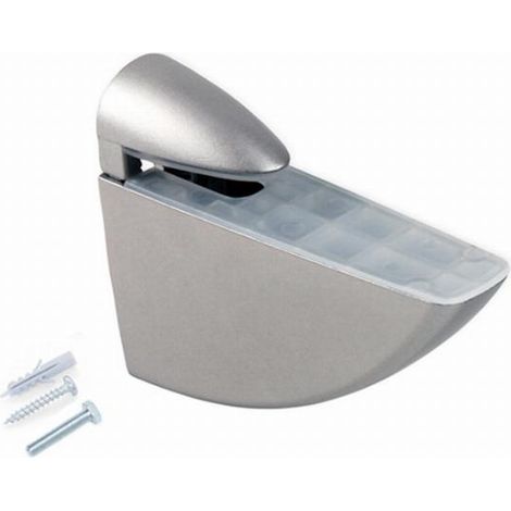 Emuca Jeu de supports pour étagères en bois ou en verre Aguila, Plastique et Zamak, Peint aluminium (1/3)