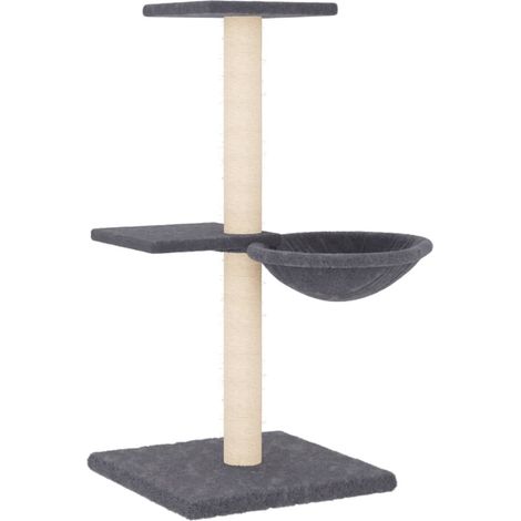 Tiragraffi per gatti Mobili per arrampicata su torre Tiragraffi piattaforma da arrampicata con tiragraffi in sisal scuro 72 cm grigio 020022702