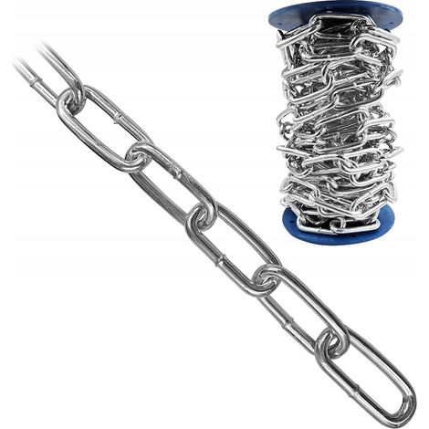 Chaine Metallique Galvanisee A Maillons Longs, Diametre 10 mm, Rouleau, Pour Fixation Et Usage Exterieur Hors Levage