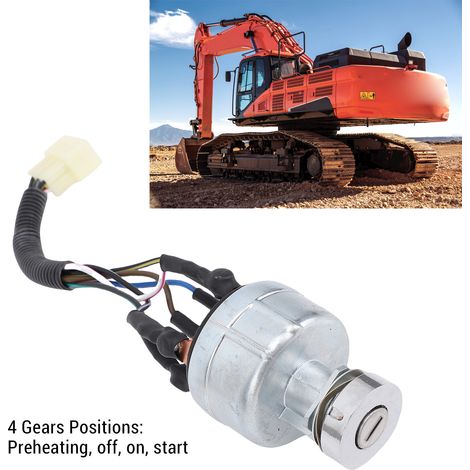 4-Positionen-Zündschalter für Vorheizen, Ein/Aus und Starten für Doosan-Bagger mit 2 Schlüsseln (1/5)