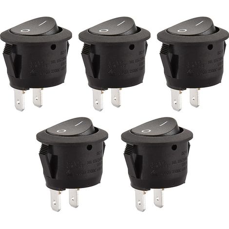 lot De 5 Interrupteurs Bascule Ronds - 2 Bornes - Noir (1/4)