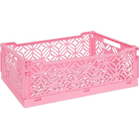 Cagette Pliante Empilable "Arry" 40cm Rose (1/5)