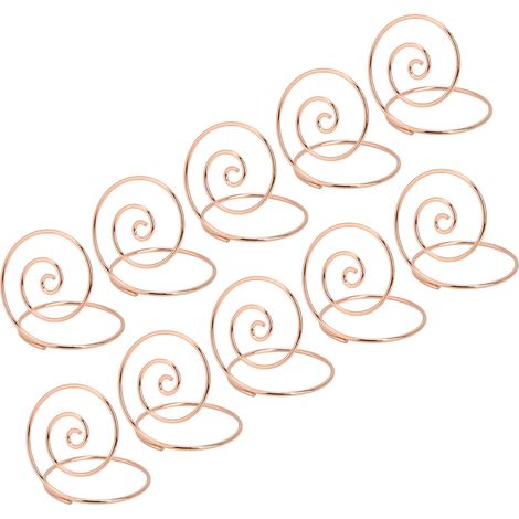 10Porte-numéro de table rond en métal doré rose, pince à photo déco mignonne, facile à nettoyer, fer robuste, support pour cartes et images, lot de 10 (1/5)