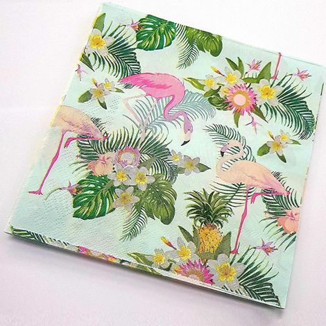 TrAdE Shop Traesio - Set 48 Pezzi Tovaglioli Di Carta Usa E Getta Per Feste Fenicotteri Rosa -