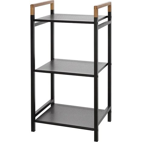 Scaffale porta oggetti 3 ripiani nero in acciaio e bambù linea Haiti