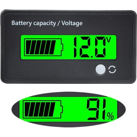 Battery Capacity Tension Metting with Alarm DC 12V 24V 36V 48V 60V 72V 84V Indicateur de testeur de batterie Afficher l'acide de plomb et l'indicateur de batterie au lithium (vert) (1/5)