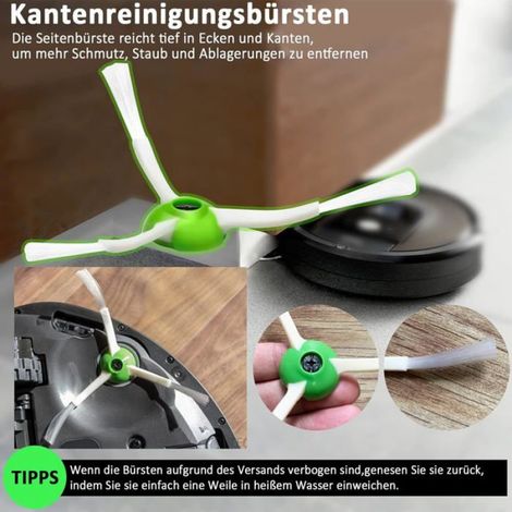 Accessoires de Remplacement Brosse pour iRobot Roomba i7 i3 i4 j7E5E6E7, 1 Paire de Brosses Principale,4 Filtres,5 Frosses (1/4)