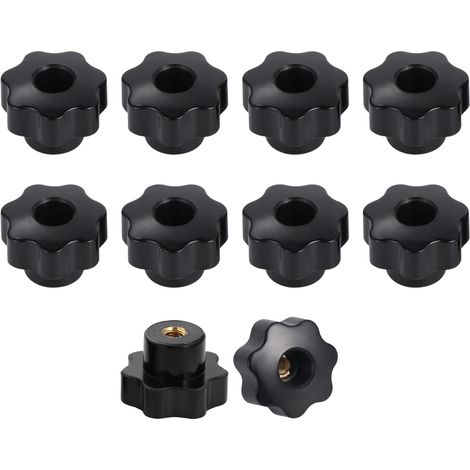 Bouton De Serrage - M8 Filetage Femelle - Forme Étoile - Plastique Noir - Pour Machine Outil Et Équipement Industriel - 10 Pièces (1/5)