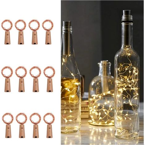Guirlande lumineuse à piles pour bouteilles, 2 m, 20 LED, en liège, pour la décoration intérieure et extérieure de fêtes, mariages, Noël. (1/5)