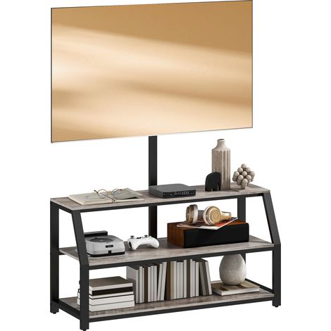 Meuble TV avec support pour téléviseurs jusqu'à 72 pouces, meuble télé avec 2 étagères ouvertes, 110 x xx150cm, gris