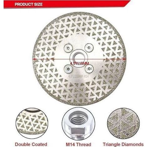 Disque diamant pour meuleuse 115 mm – Double face électroplaqué – Coupe précise pour marbre, granit et carrelage – Utilisation humide ou sèche (1/4)