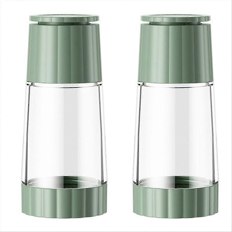 Handmühle, Pfefferkörner, Meersalz, grüne Flasche (1/5)