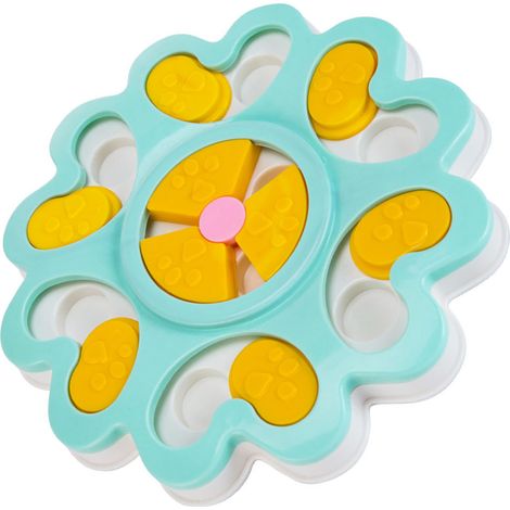 Jouet distributeur de croquettes interactif pour chiens et chats, forme mignonne, avec distributeur lent de nourriture (bleu). (1/4)