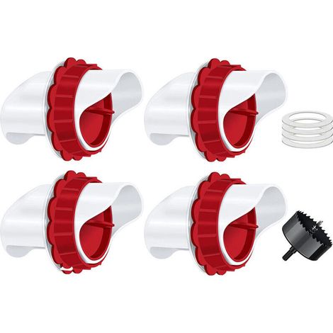 ALLIANDISMangeoire Poules, Mangeoire Poule Automatique, 4 Ports DIY Mangeoire à volaille Gravité Kit pour Seaux Tonneaux Bacs (1/4)