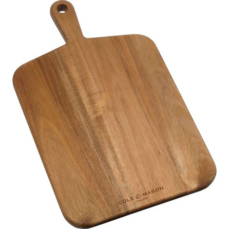 Cole & Mason H722132 Barkway Tagliere da Cucina in Legno di Acacia Medio, Vassoio da Aperitivo e Per Tagliare Verdure, Formaggi, Frutta, Pane, 460mm x 270mm x 20mm, Non Adatto per Lavastoviglie (1/5)