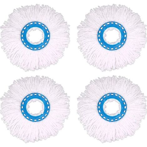 4-Piece Microfiber Mop Heads, Replacement Round Mop Heads with 360° Rotation for Floor Cleaning (Diameter 16 cm) (1/5)
