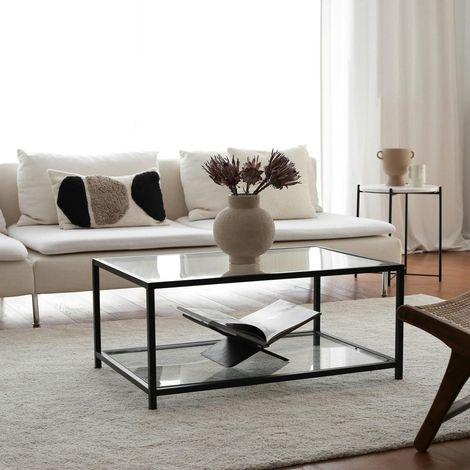 Table basse en verre rectangulaire, 2 plateaux TULUM (1/5)