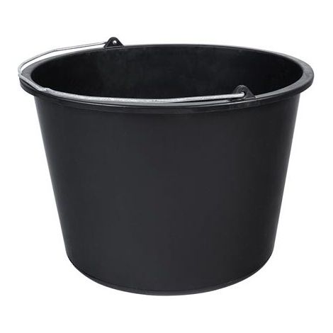 Seau de maçon noir 20L – LDPE/PP – Dimensions 260 x 385 mm – Pour chantiers humides et terrains accidentés – Toolland