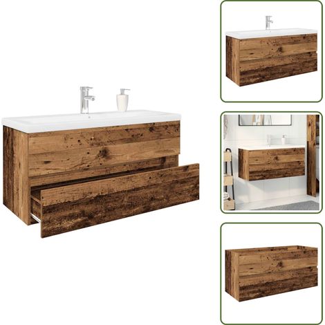 vidaXL Meuble lavabo avec bassin et robinet intégrés vieux bois