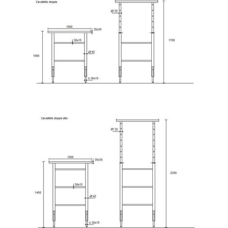 CAVALLETTO DOPPIO REGOLABILE 100-170 CM
