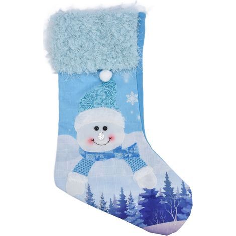 Weihnachtsstrumpf, Geschenkstrumpf, niedliches Design, hängender Weihnachtsbaumschmuck zum Befüllen, robust mit Haken für Feste oder Zuhause (Schneemann) (1/5)
